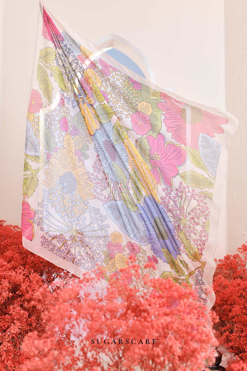 ( Japanese Voile Vol2 Square Scarf ) Garden of Hurrem Bloom in ( CEMILE )