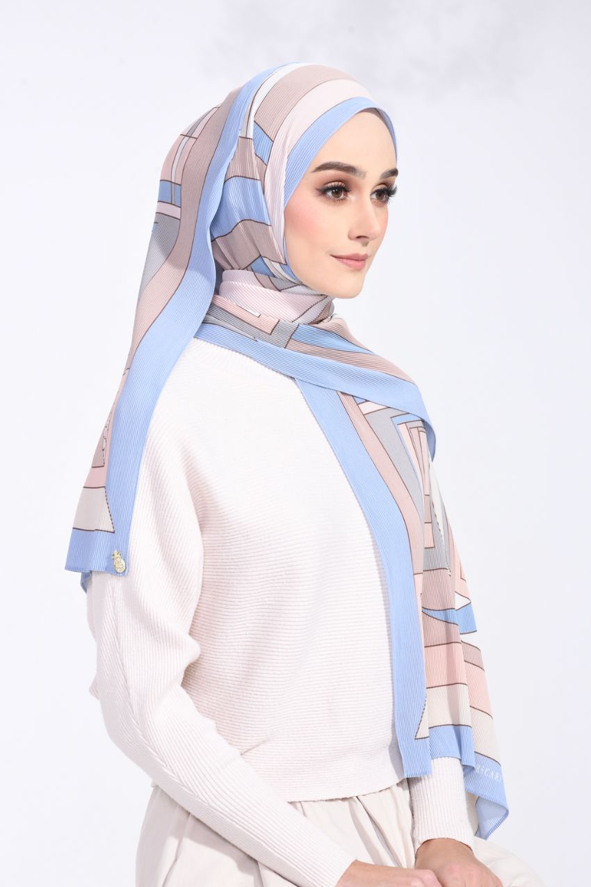 (SAMPLE) LIMITED EDITION ( Full Pleats ) RONA Wide Pleated Shawl ( Kak Cik )