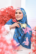 YES DEFECT - ( Square ) Garden of Hurrem Bloom Mixed Silk Satin Scarf ( MERYEM )