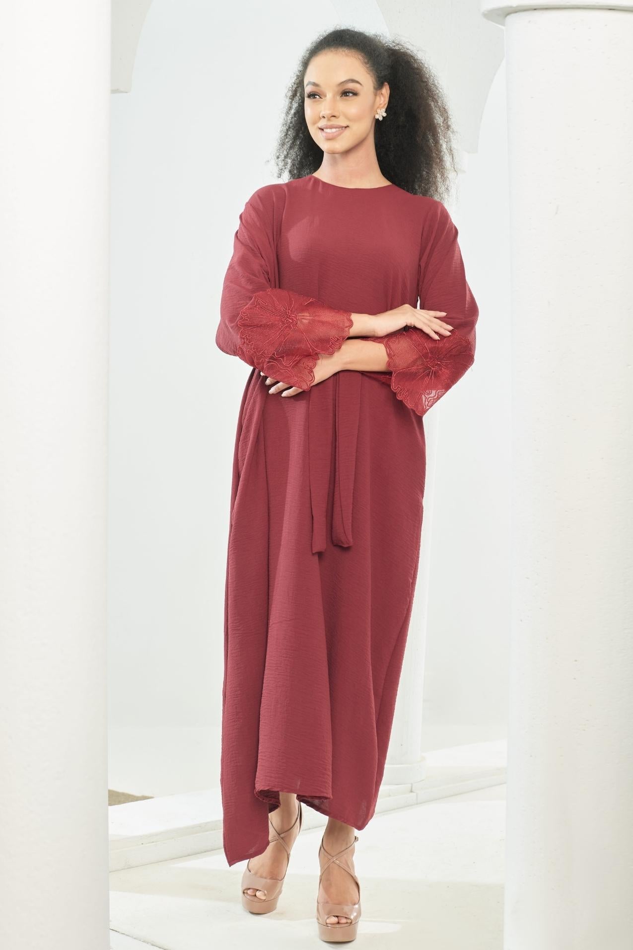 Noura Abaya [ Maroon ]