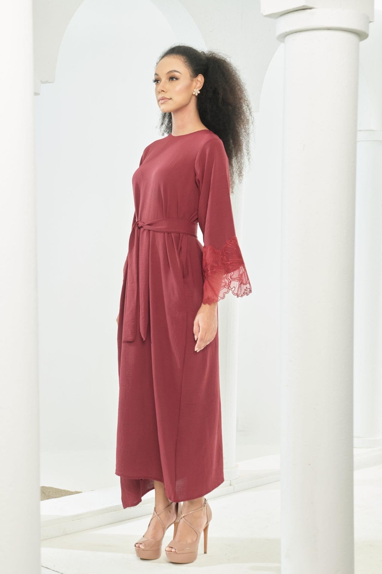 Noura Abaya [ Maroon ]