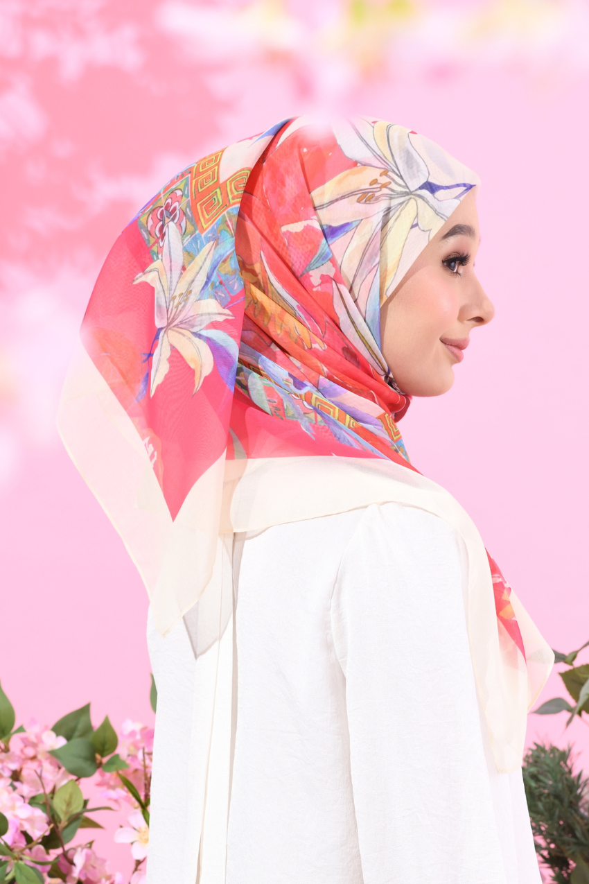 YES DEFECT -  (Japanese Voile Square Scarf ) Soulful Bloom In (Talia)