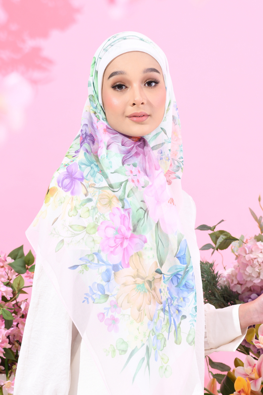 YES (Japanese Voile Square Scarf ) Soulful Bloom In (Laila)