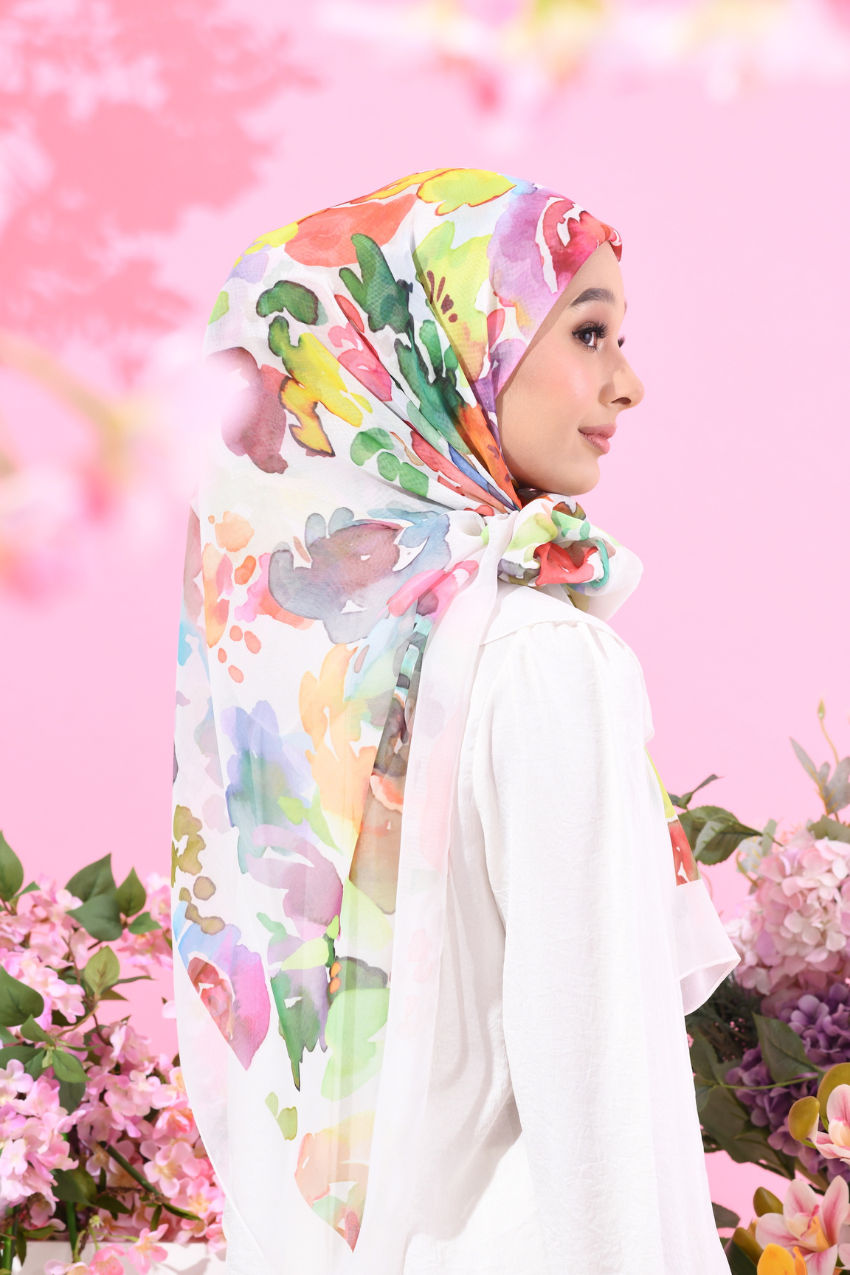 YES (Japanese Voile Square Scarf ) Soulful Bloom In (Daneen)