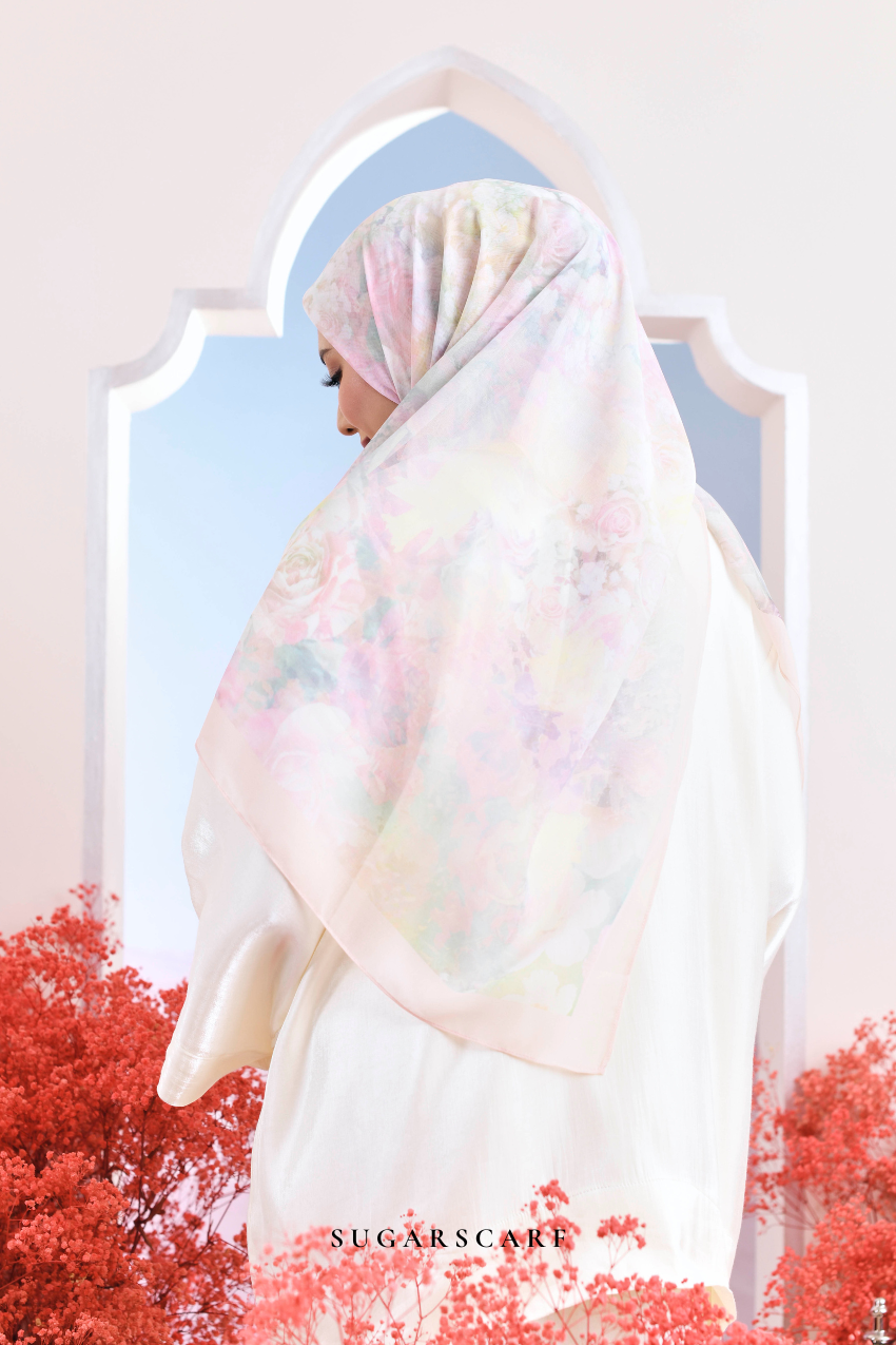 YES ( Japanese Voile Vol2 Square Scarf ) Garden of Hurrem Bloom in ( ESMA )