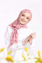 YES THESUGAREDIT Fiora Flower Series Japanese Voile In Square ( Dusty Pink )