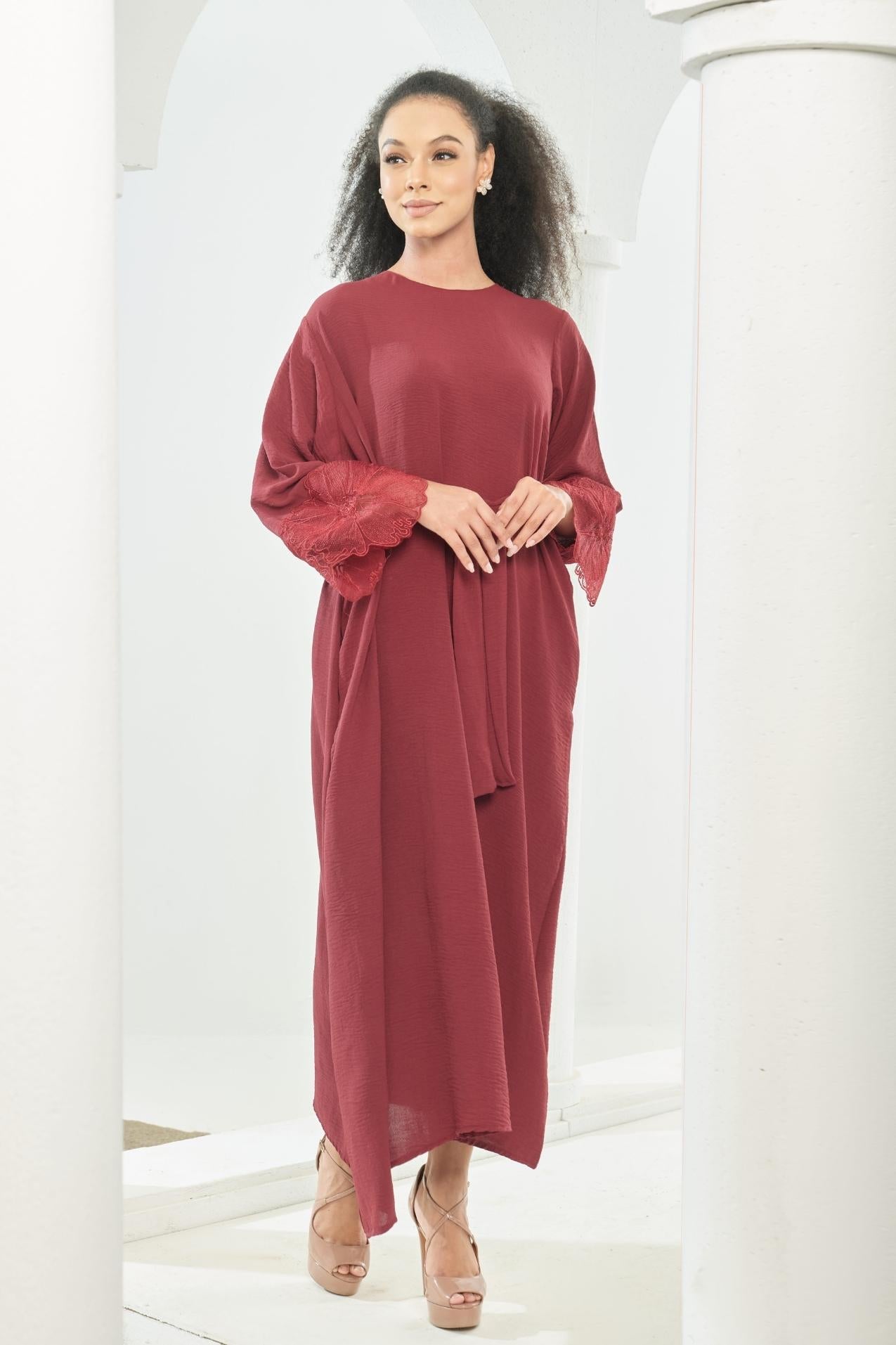 Noura Abaya [ Maroon ]