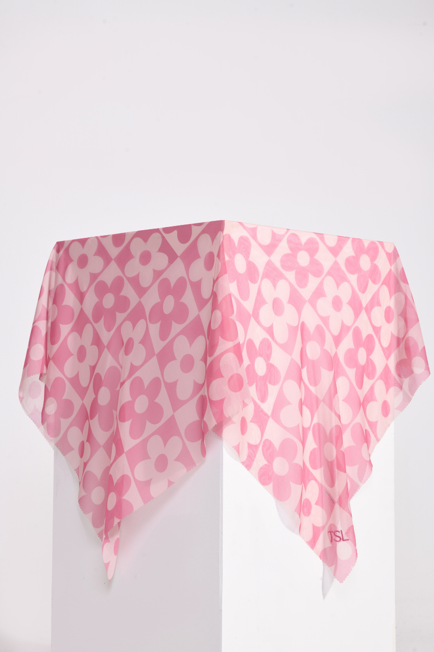 THESUGAREDIT Fiora Flower Series Japanese Voile In Square  - ( BarbiePink  )
