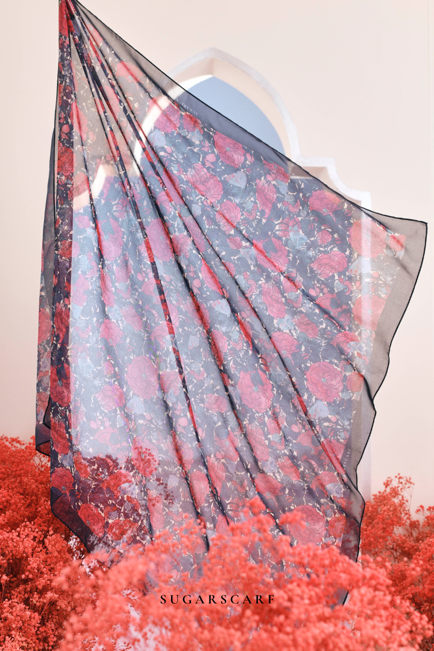 YES ( Japanese Voile Vol2 Square Scarf ) Garden of Hurrem Bloom in ( SOPHIA )