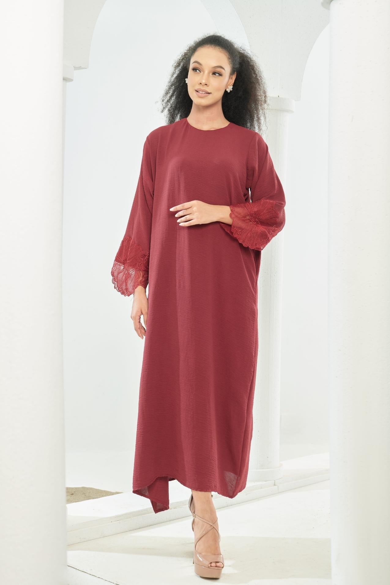 Noura Abaya [ Maroon ]
