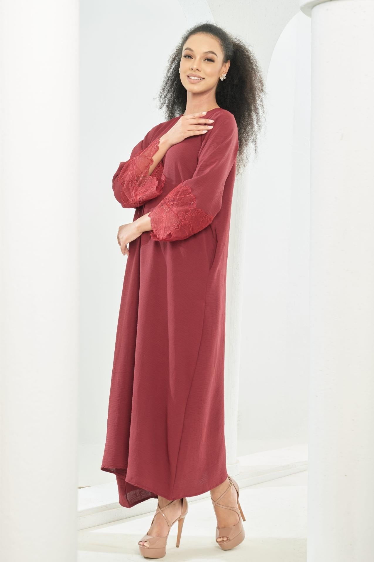 Noura Abaya [ Maroon ]
