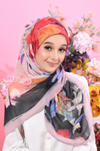 YES DEFECT - (Japanese Voile Square Scarf ) Soulful Bloom In (Dahlia)