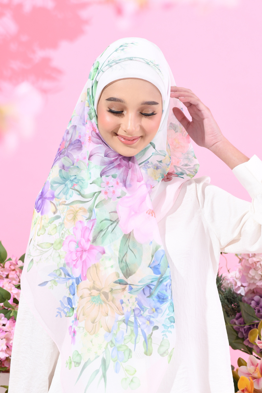 YES (Japanese Voile Square Scarf ) Soulful Bloom In (Laila)