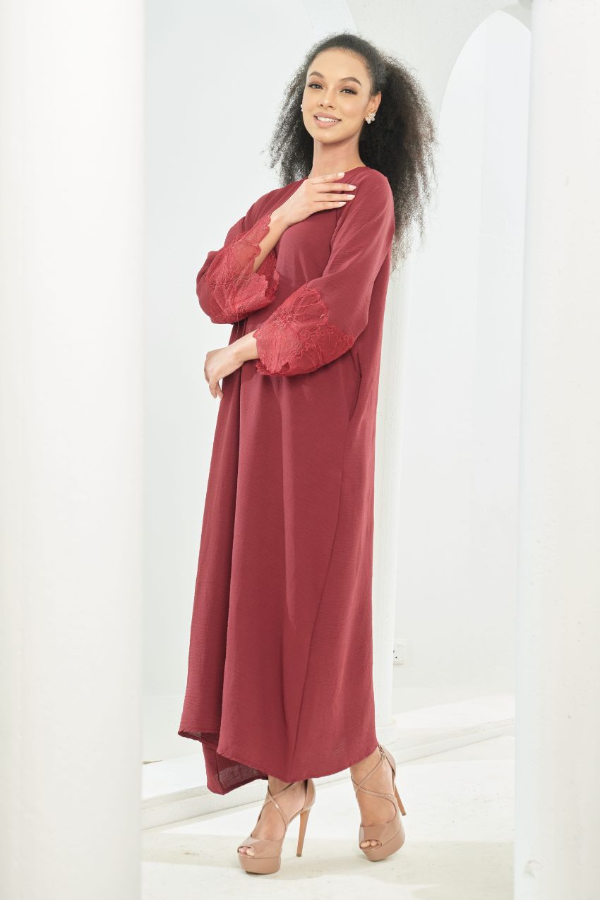 Noura Abaya [ Maroon ]