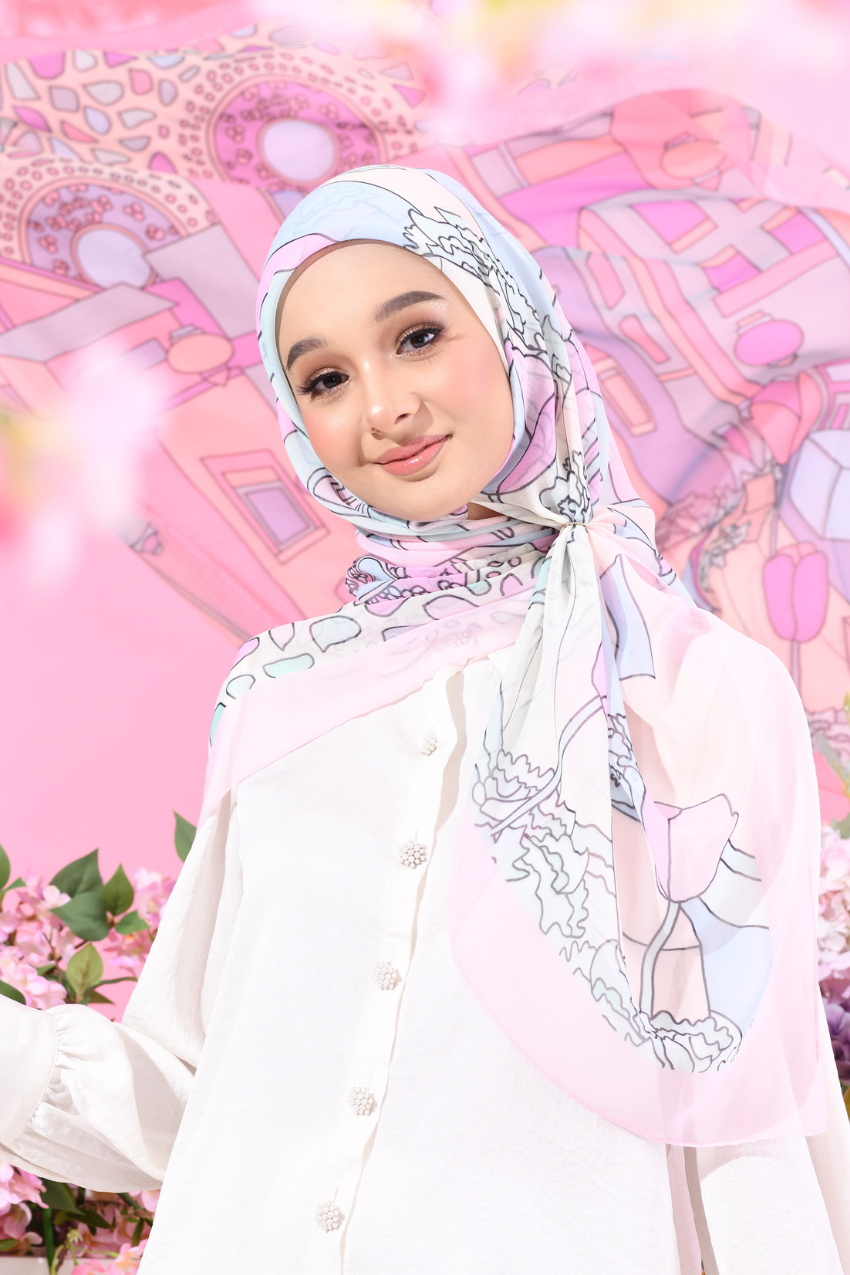 YES (Japanese Voile Square Scarf ) Soulful Bloom In (Roxelana)