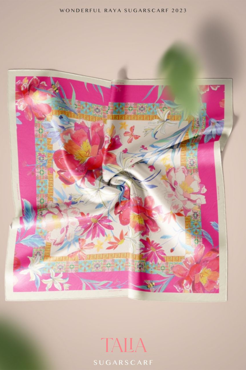 (Japanese Voile Square Scarf ) Soulful Bloom In (Talia)