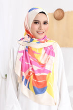 YES DEFECT - ( Long Scarf ) Rindu SatinSilk Shawl Mixed Satin Silk  ( Chitra )