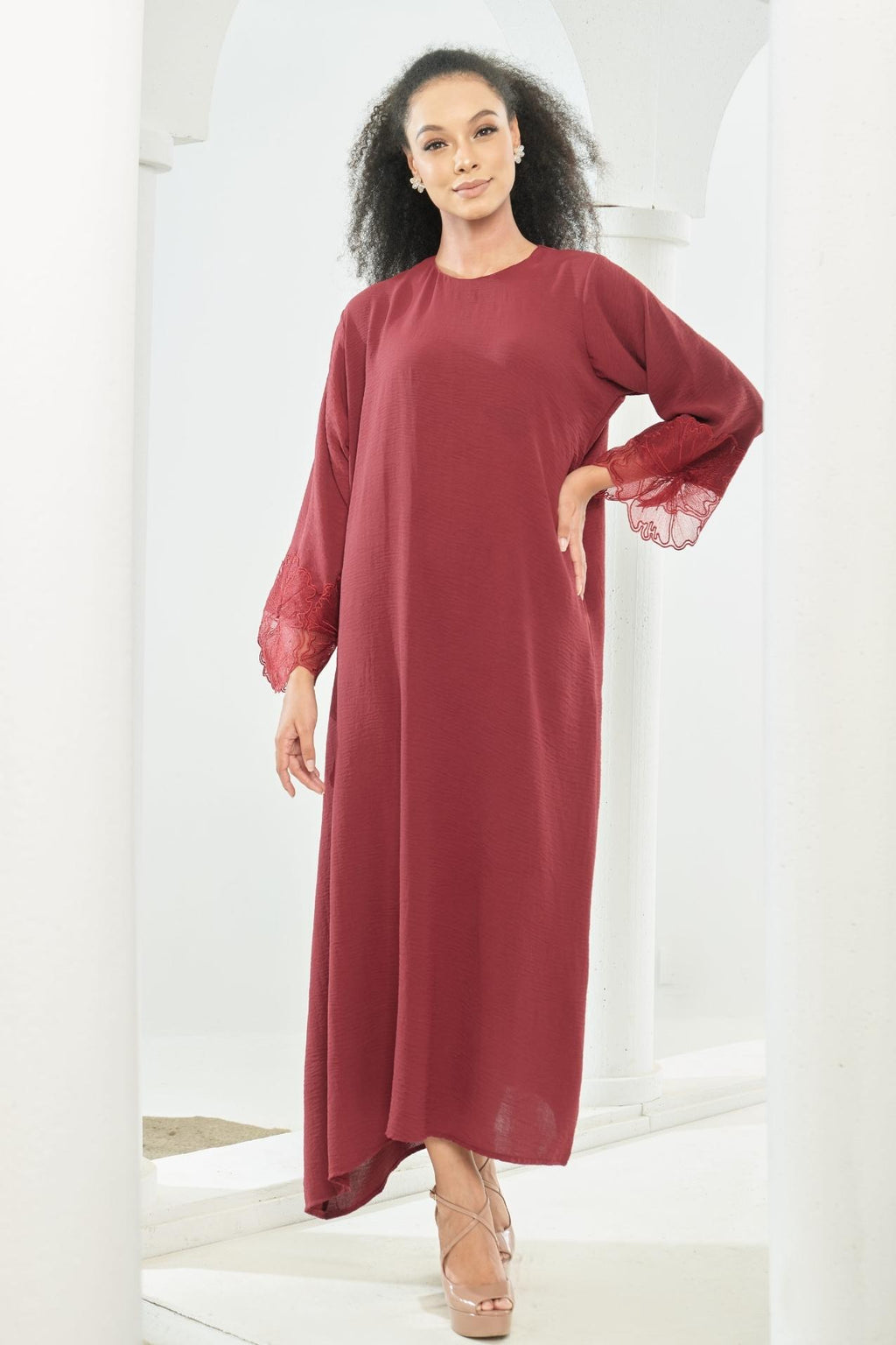 Noura Abaya [ Maroon ]