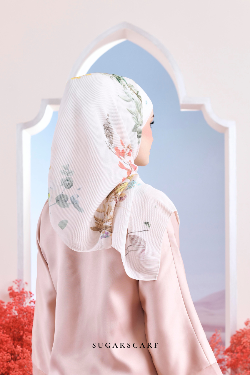 (SAMPLE) ( Full Wide Pleats Shawl ) Garden of Hurrem Bloom in ( REYHAN )