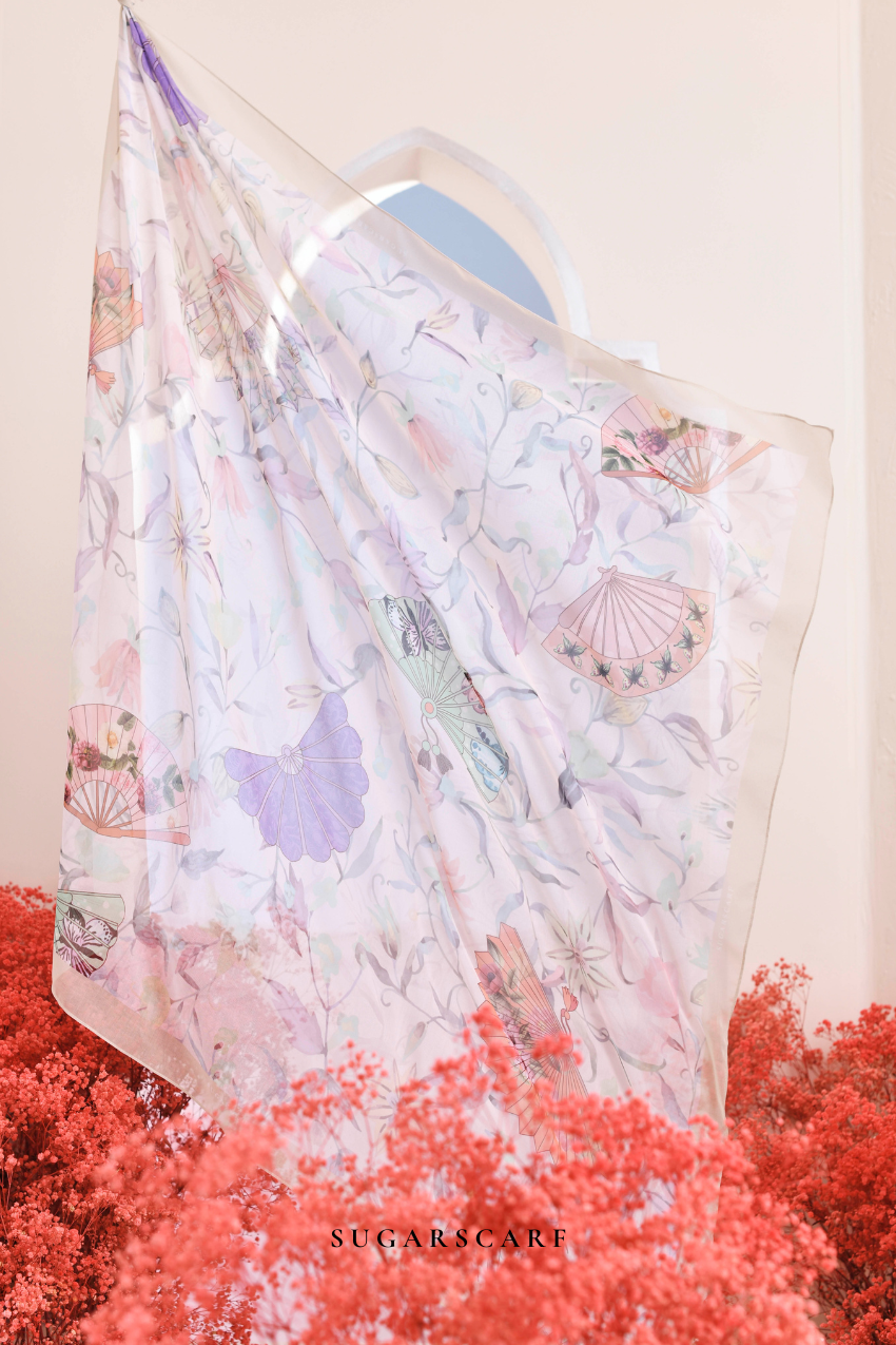 YES DEFECT - ( Japanese Voile Vol2 Square Scarf ) Garden of Hurrem Bloom in ( DENIZ )