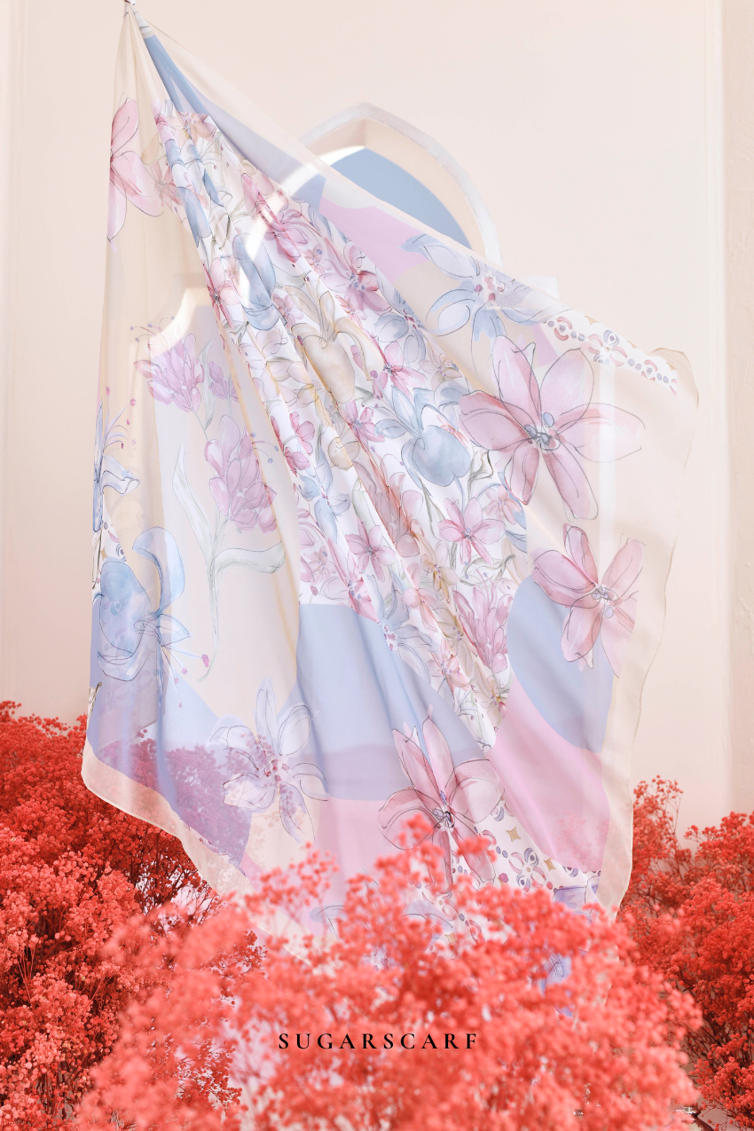 YES ( Japanese Voile Vol2 Square Scarf ) Garden of Hurrem Bloom in ( NADINE )