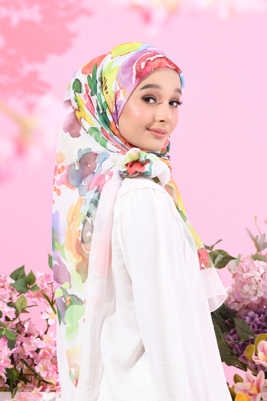 YES (Japanese Voile Square Scarf ) Soulful Bloom In (Daneen)