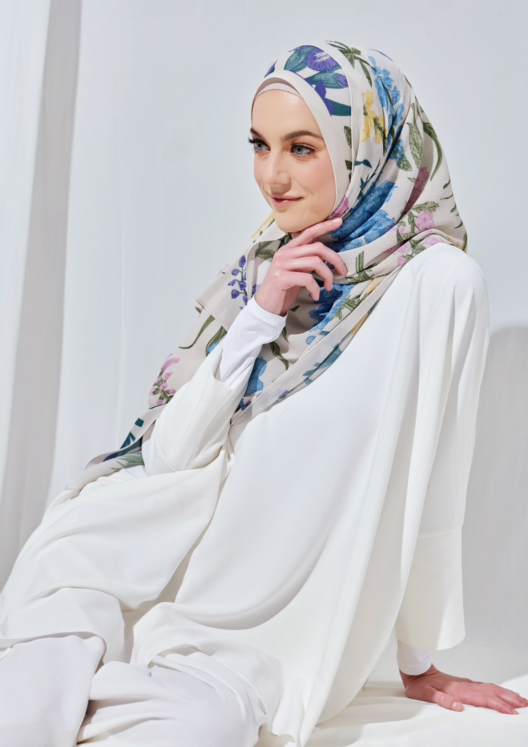 (SAMPLE) (Pleated Shawl) Bloom Journey Wide Pleats Scarf In Forever17