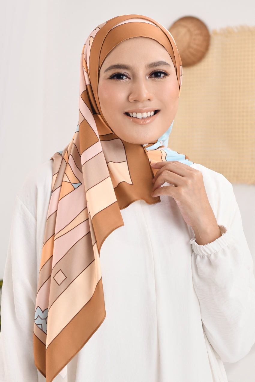 YES DEFECT - LIMITED EDITION ( Long Scarf ) RONA Shawl Mixed Satin Silk  ( Kak Ngah )