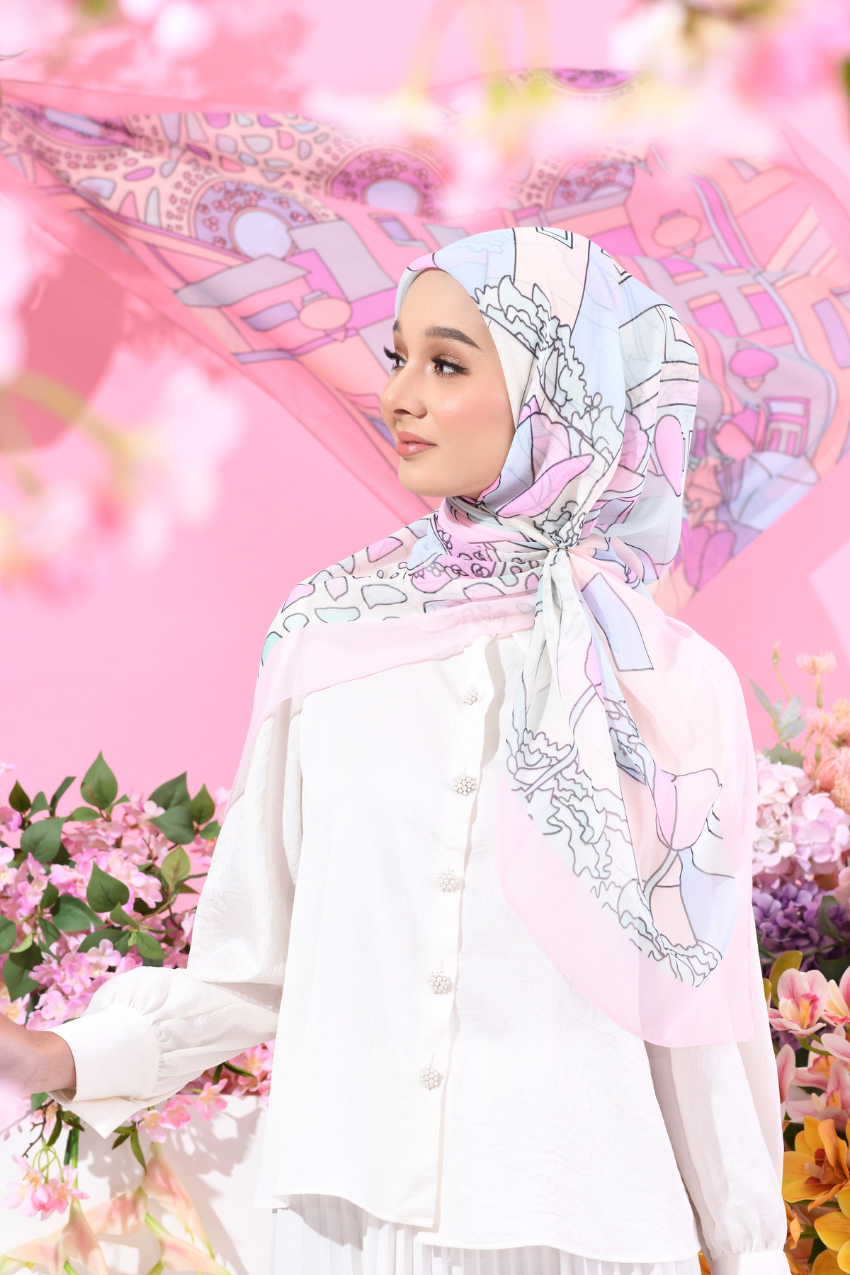 YES (Japanese Voile Square Scarf ) Soulful Bloom In (Roxelana)