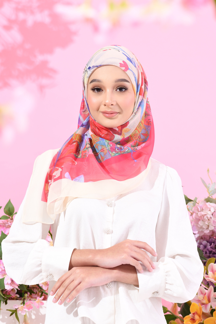 (Japanese Voile Square Scarf ) Soulful Bloom In (Talia)