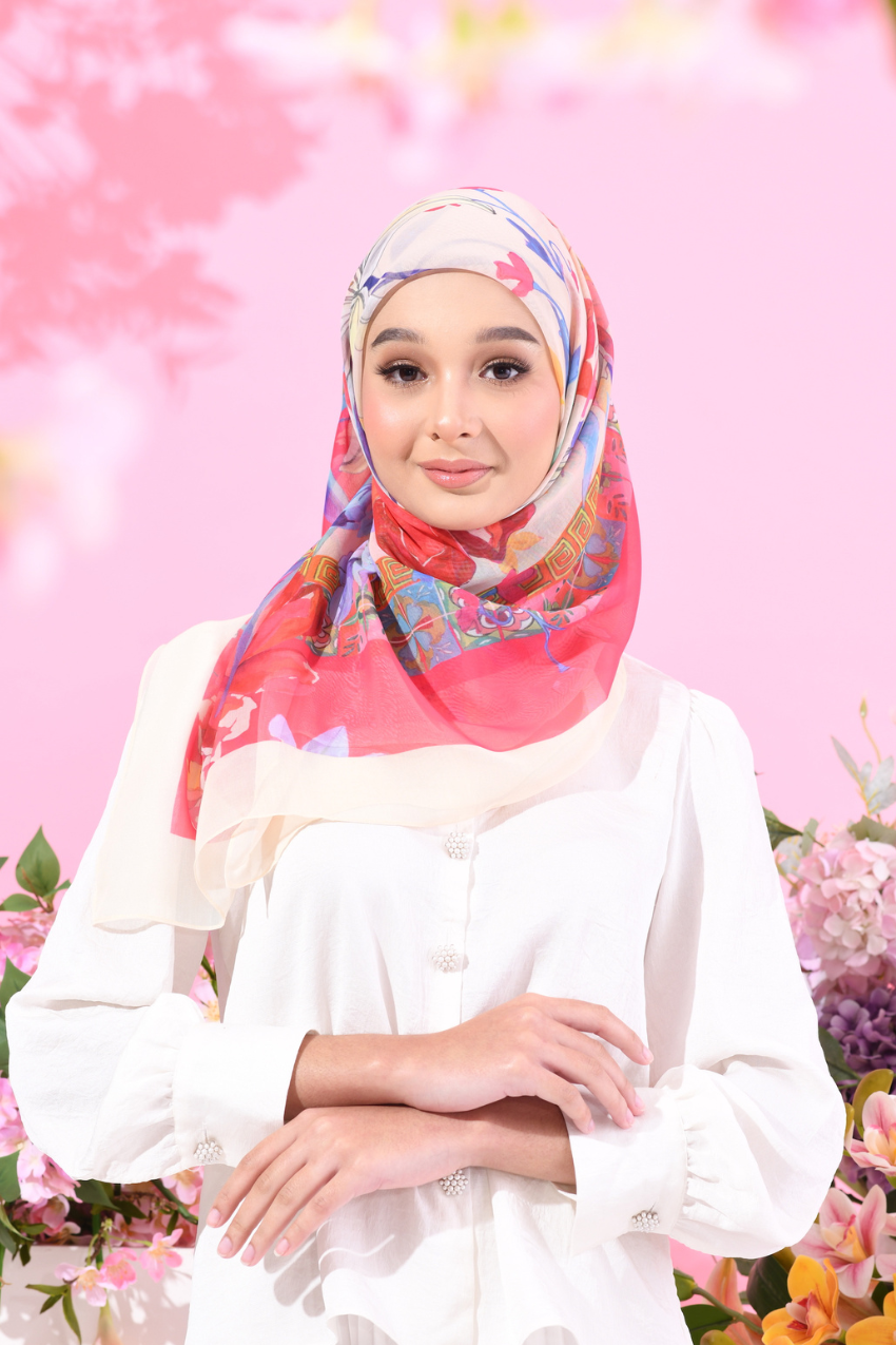 YES DEFECT -  (Japanese Voile Square Scarf ) Soulful Bloom In (Talia)