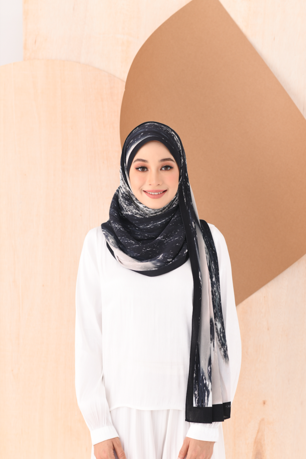 (SAMPLE) Il Dolce Pleats Long Shawl in Starry Night  ( Wide )