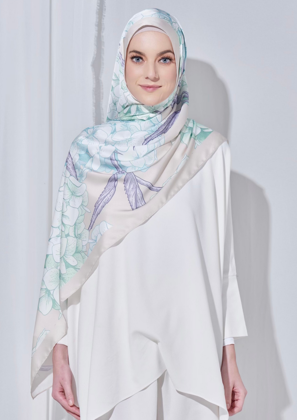 YES Long Shawl Bloom Journey Mixed Satin Silk in ( Promise ) -  With No Box