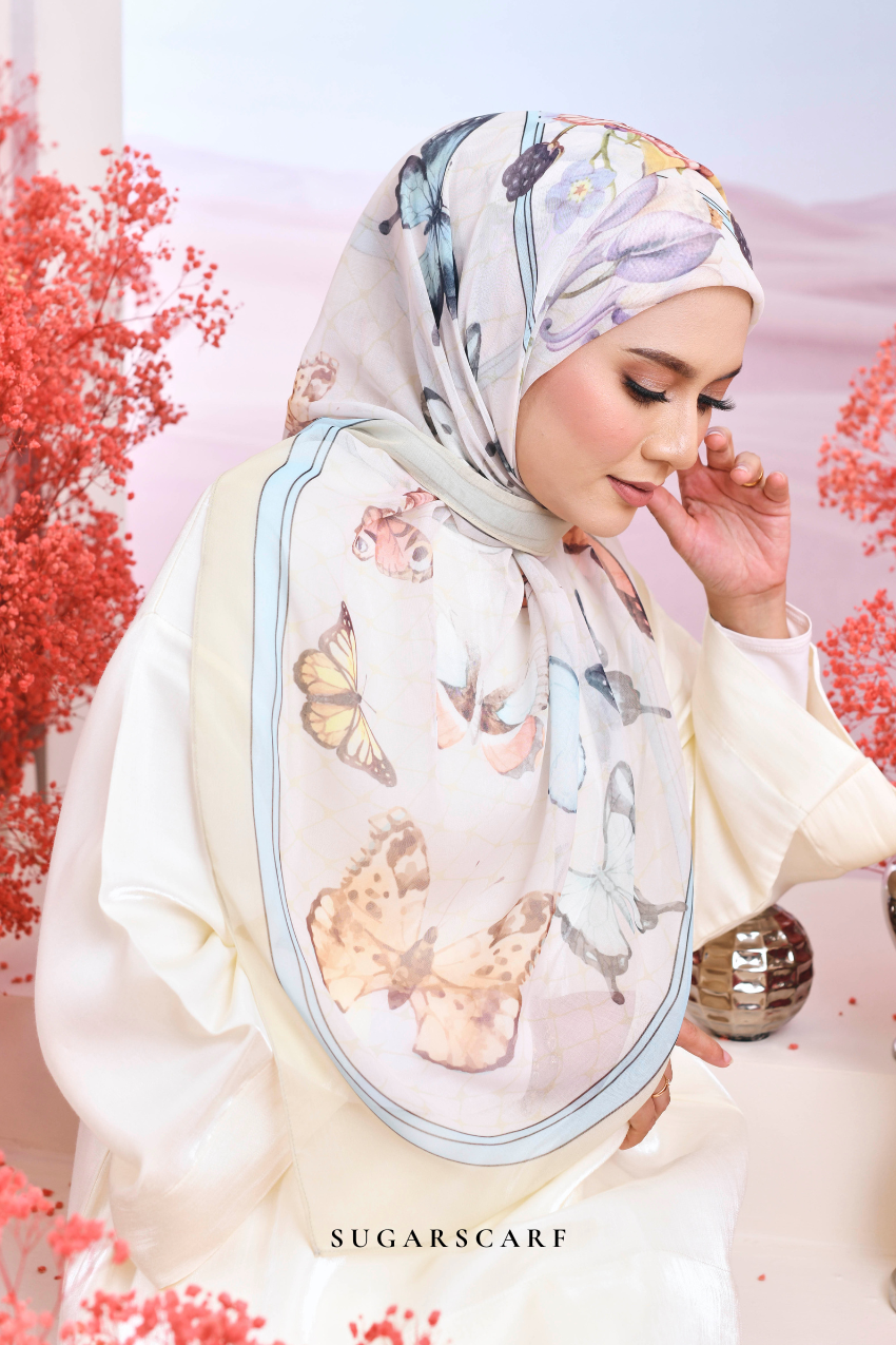 YES DEFECT - ( Japanese Voile Vol2 Square Scarf ) Garden of Hurrem Bloom in ( BELKIS )