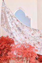 (SAMPLE) ( Full Wide Pleats Shawl ) Garden of Hurrem Bloom in ( MAVI )