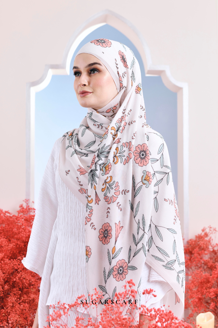 (SAMPLE) ( Full Wide Pleats Shawl ) Garden of Hurrem Bloom in ( MAVI )