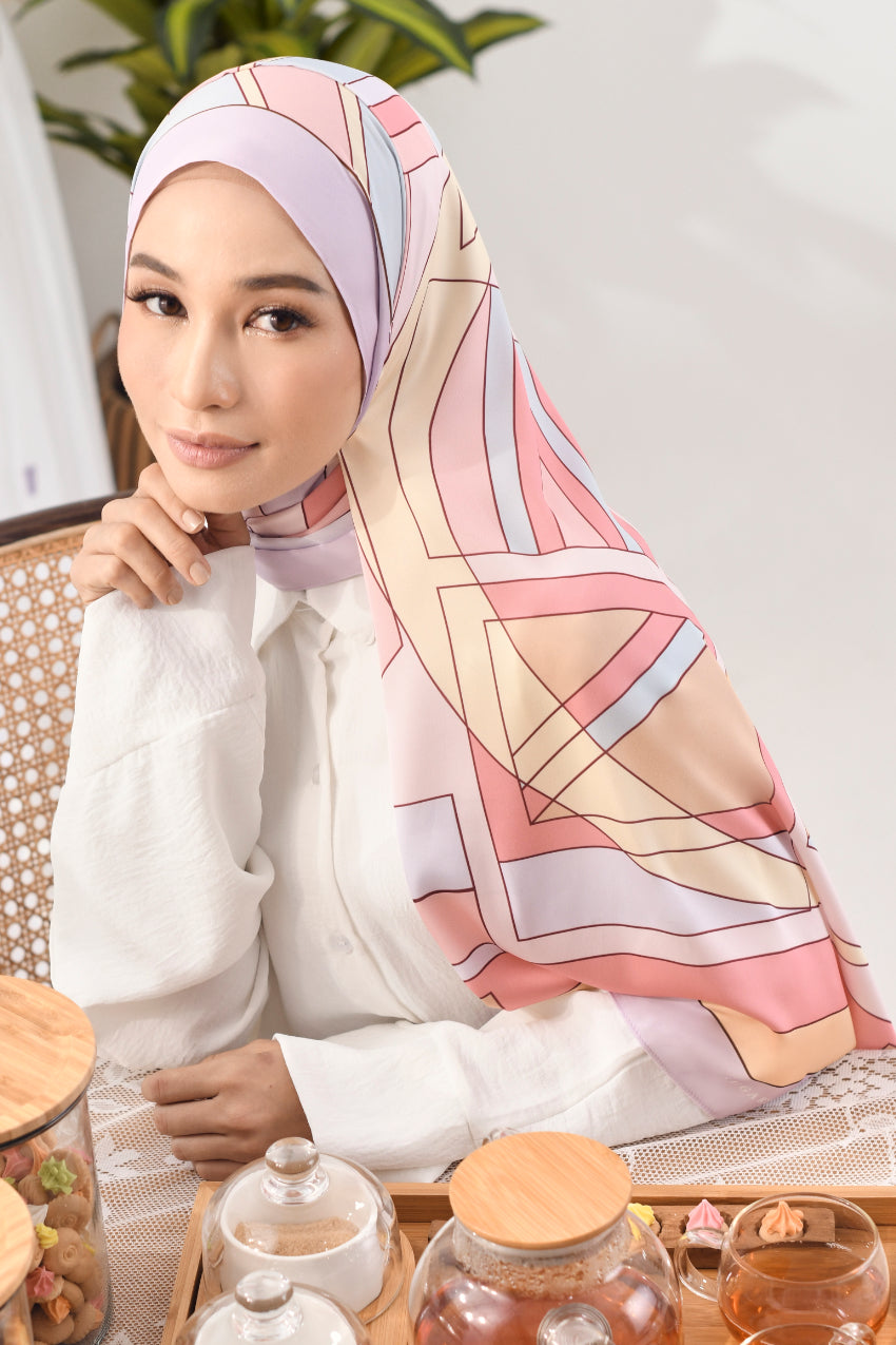 YES LIMITED EDITION ( Long Scarf ) RONA Shawl Mixed Satin Silk  ( Kak Su )