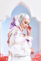 YES ( Square ) Garden of Hurrem Bloom Mixed Silk Satin Scarf ( DENIZ )