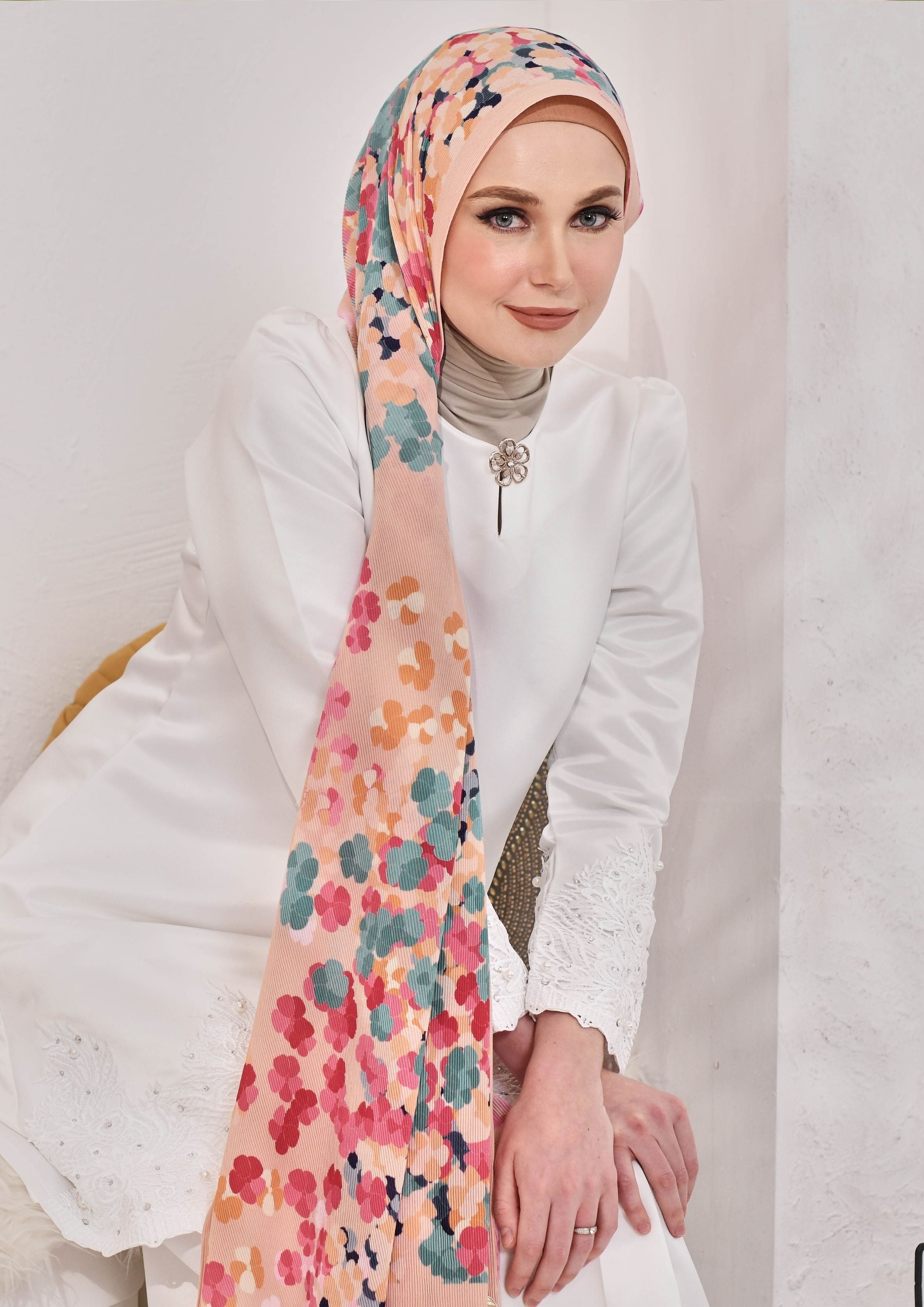 (SAMPLE) (Full Pleats ) BLOOMING EID Shawls in SOULFUL ELISE