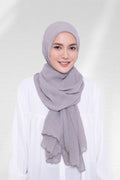 YES DEFECT - ( Shawl ) Saloma Embroidery Mixed Cotton Chiffon - Platinum
