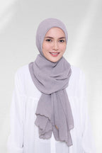 YES DEFECT - ( Shawl ) Saloma Embroidery Mixed Cotton Chiffon - Platinum