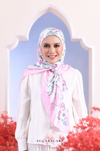 YES DEFECT -  ( Square ) Garden of Hurrem Bloom Mixed Silk Satin Scarf ( KAMELYA )