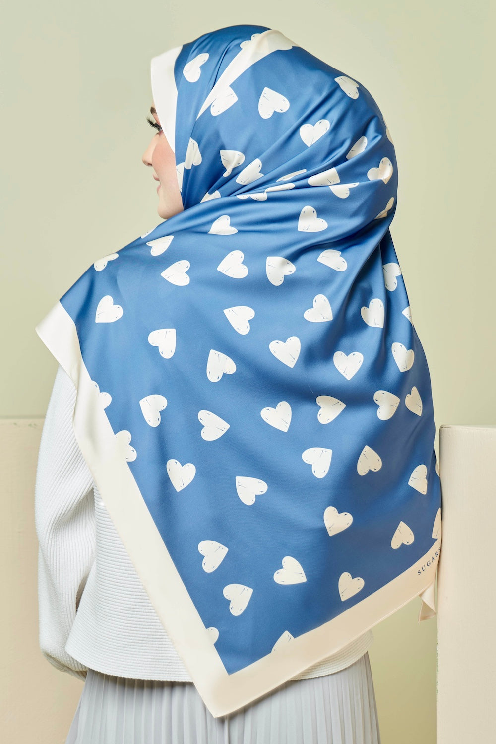 YES DEFECT Long Shawl Mixed Satin Silk #EyeCandyLove in (Denim)