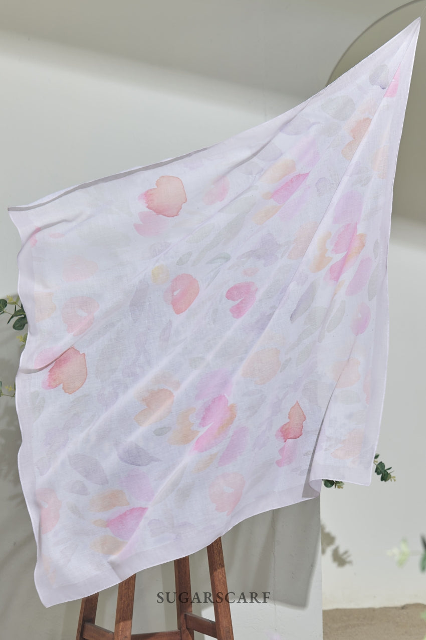 YES ( Square ) Paint in Bloom Cotton Premium Scarf ( CARING )