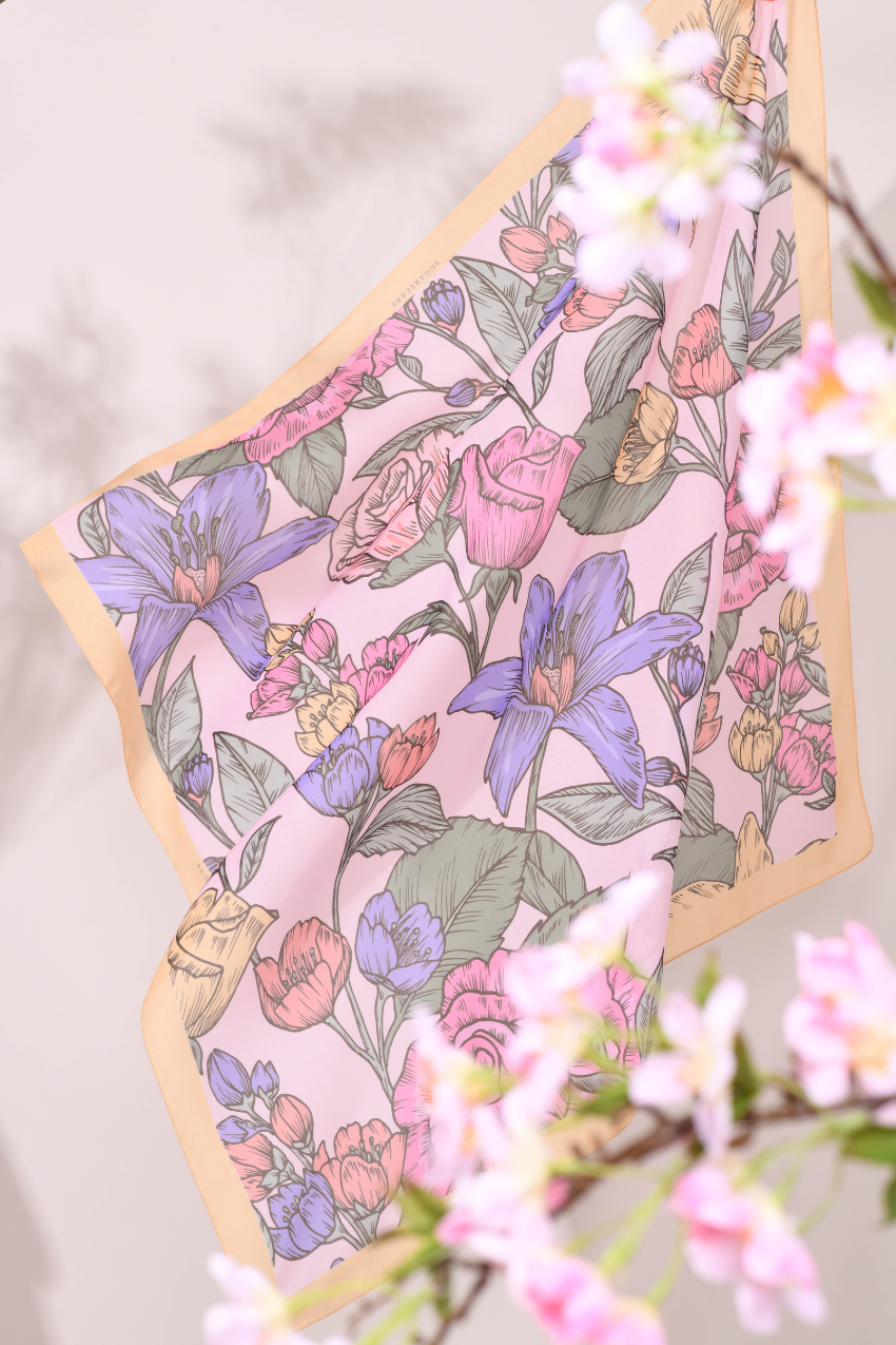 YES DEFECT - ( Square Scarf ) Sweetheart in Cotton Bawal (Precious)