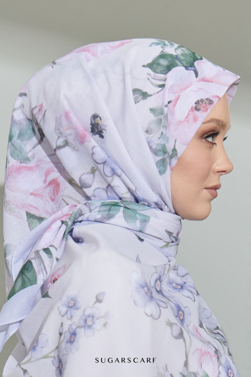 YES ( Square ) Paint in Bloom Cotton Premium Scarf ( HI-TEA )