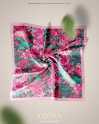 YES DEFECT ( Square ) Soulful Bloom Mixed Silk Satin Scarf ( Eryana )