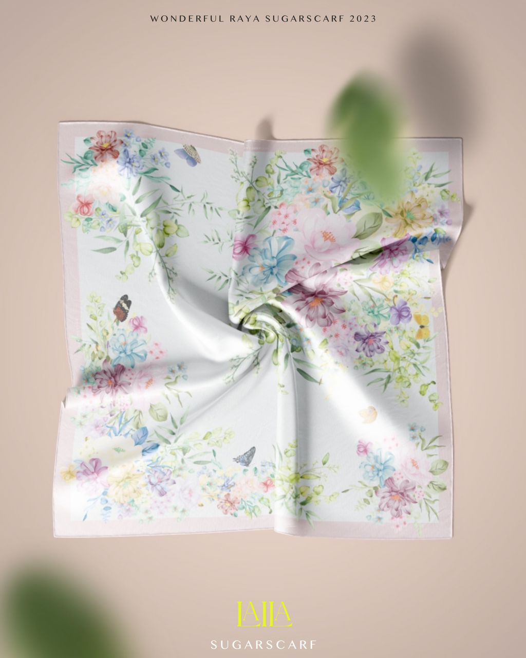 YES ( Square ) Soulful Bloom Mixed Silk Satin Scarf ( Laila )
