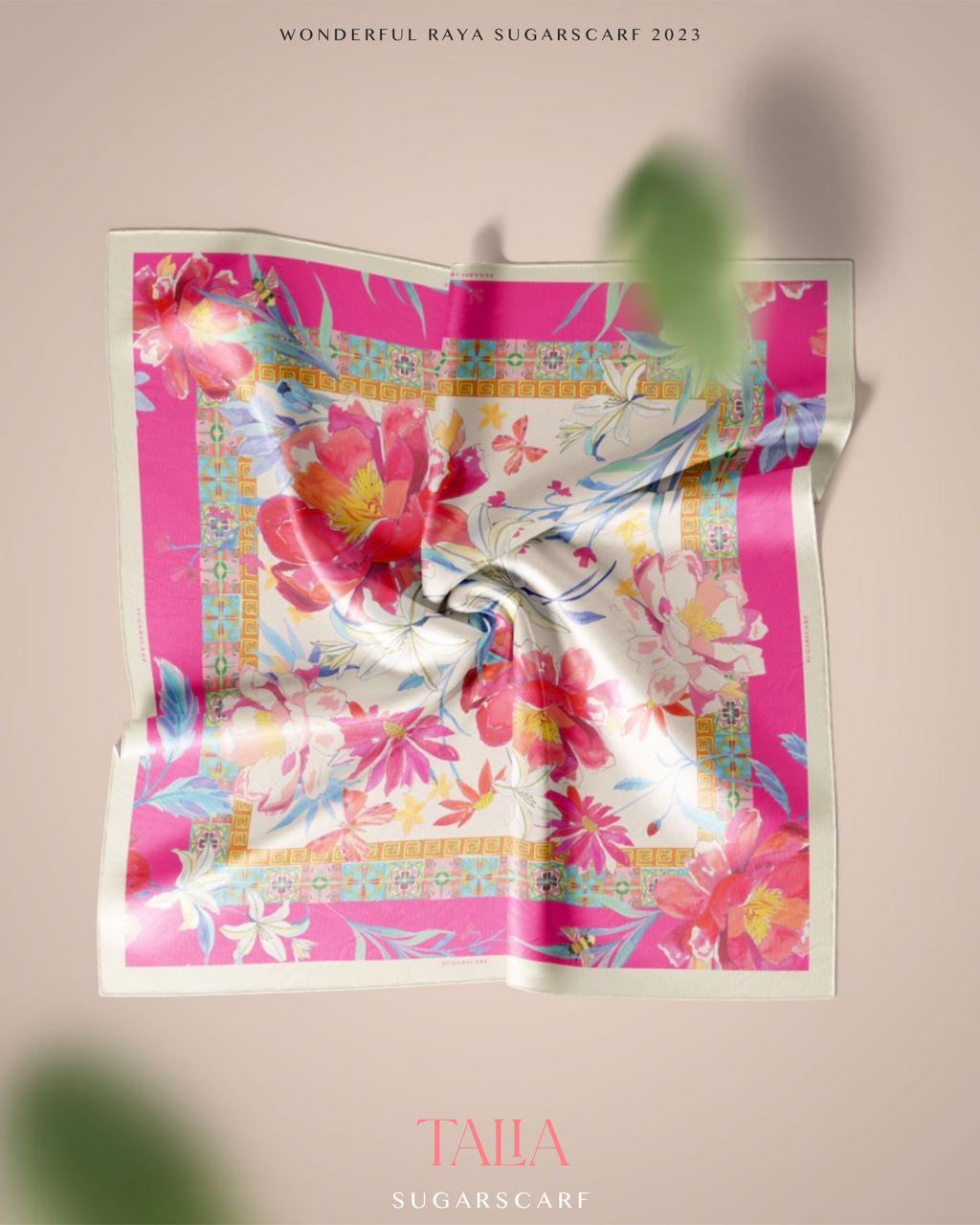 YES ( Square ) Soulful Bloom Mixed Silk Satin Scarf ( Talia )