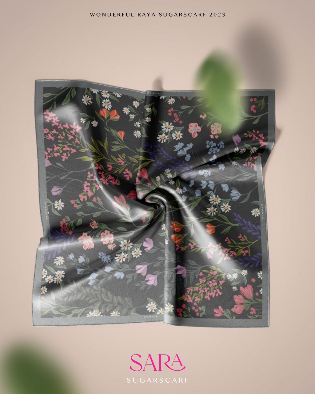 YES ( Square ) Soulful Bloom Mixed Silk Satin Scarf ( Sara )